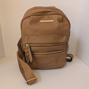 Steve Madden Tan Brown Backpack with Gold Accents